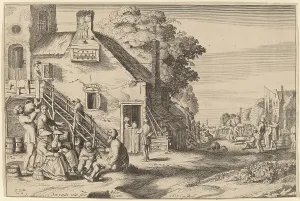 Jan Vanden Velde Prints: Spring (Village Fair before an Inn), 1617. Creator: Jan van de Velde II