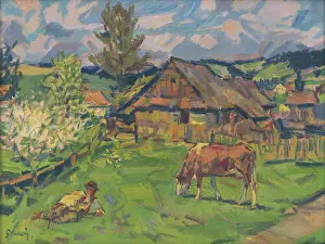 Pasture Prints: Spring in Zdiar, around 1936. Creator: Gustav Mally