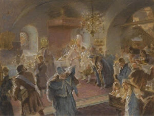 Betrothed Collection: Sprinkling the hops (study). Artist: Makovsky, Konstantin Yegorovich (1839-1915)