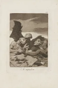 Scissors Prints: They Spruce Themselves Up (Se Repulen), 1799. Creator: Francisco Goya
