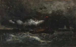Squall, Brenton Light (boat in storm, lighthouse in background), n.d Squall, Brenton Light (boat in storm, lighthouse in background), n.d