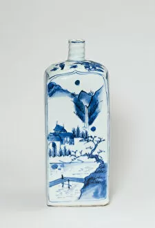 Falls Gallery: Square Bottle with Landscapes, Ming dynasty (1368-1644), late Wanli period (1578-1620)