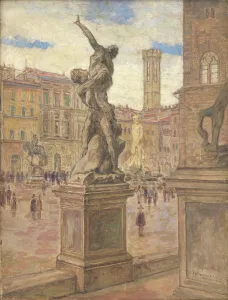 Elemr Halsz Hradil Prints: Square in Florence, Italy, 1934. Creator: Elemir Halasz-Hradil