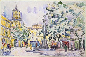 Aix En Provence Gallery: Square of the Hotel de Ville in Aix-en-Provence, early 20th century. Artist: Paul Signac