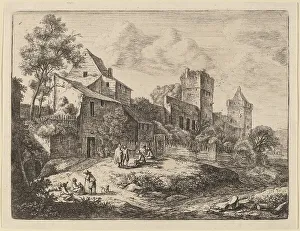 Waterloo Anthonie Prints: Square in Front of an Inn. Creator: Anthonie Waterloo