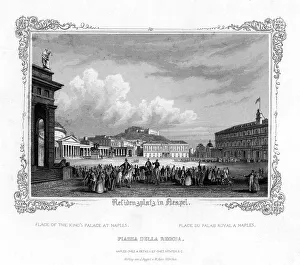 Square in front of the Kings Palace at Naples, Italy, 19th century. Artist: J Poppel