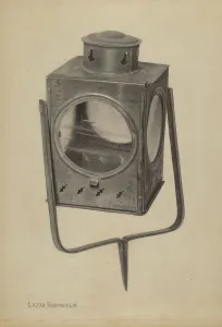 Metal And Glass Prints: Square Lantern, c. 1939. Creator: Lazar Rubinstein