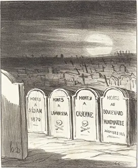 Gravestone Prints: Square Napoleon, 1870. Creator: Honore Daumier