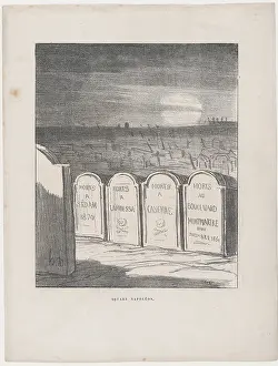 Gravestone Prints: Square Napoleon, 1870. Creator: Honore Daumier