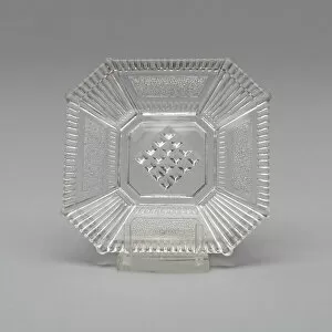 Pressed Glass Collection: Square plate, c. 1860. Creator: Unknown