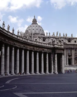 Bernini Prints: Square of San Pedro, detail of the colonnade designed by Bernini between 1655-1667