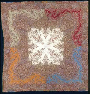 Wool Gallery: Square Shawl, France, c. 1850. Creator: Unknown