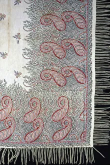 Satin Weave Prints: Square Shawl, Paisley, 1860/70. Creator: Unknown