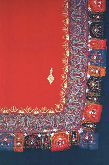 Satin Stitch Prints: Square Shawl (Turnover), Paisley, 1801/50. Creator: Unknown