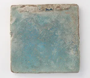 Square tile with slag attachments, 11th-12th century. Creator: Unknown Square tile with slag attachments, 11th-12th century. Creator: Unknown