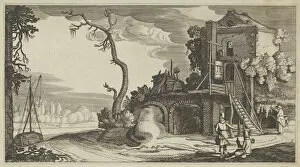 Square Tower Used as Inn near a River, ca. 1641. Creators: Jan van de Velde II, Claes Jansz Visscher