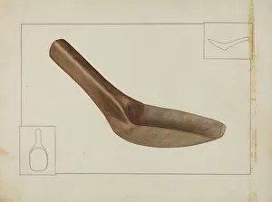 Sketching Gallery: Square Wooden Spoon, c. 1937. Creator: Wilbur M Rice