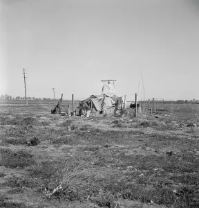 Makeshift Prints: Squatter camp, Patterson, California, 1939. Creator: Dorothea Lange