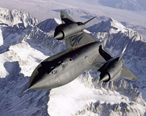 1990s Gallery: SR-71 over snow-capped mountains, USA, 1995. Creator: NASA
