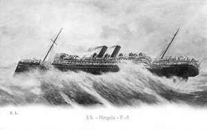 SS Mongolia in heavy seas, c1903-c1917