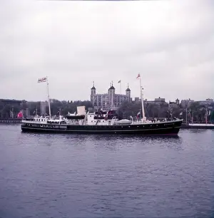 Steamboat Prints: SS Patricia passing the Tower of London, c1953. Creator: Arthur Charles Kirby Ware
