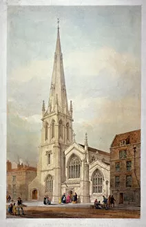 Steeple Collection: St Andrews Church, Wells Street, Marylebone, London, c1846. Artist: Day & Haghe
