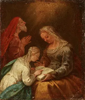 Learning Prints: St Anne Teaching the Virgin to Read, 17th century. Creator: Unknown