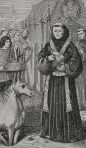Jean Prints: St Anthony of Padua, (1195-1231) wishing to demonstrate to a heretic