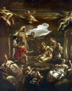 Lucca Giordano Prints: St Anthony of Padua healing a young man, c1654-1705. Artist: Luca Giordano