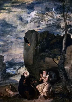 Antony Of Thebes Gallery: St Anthony and St Paul, the Hermit, 1645. Artist: Diego Velasquez