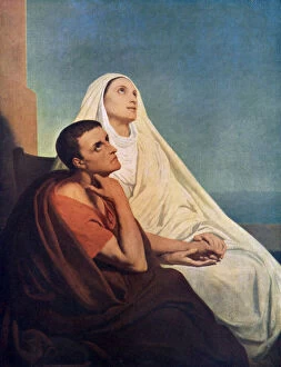 Looking Up Collection: St Augustine with his mother St Monica, 1855 (1926).Artist: Ary Scheffer
