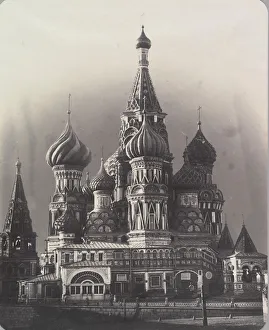 Domes Prints: St. Basils Cathedral, Red Square, Moscow, ca. 1860. Creator: Unknown