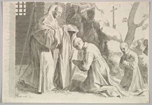 Benedictine Gallery: St. Bernard Receives a Monks Habit. Creator: Claude Mellan