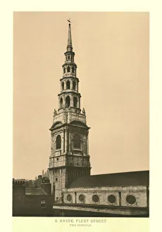 Sir Christopher Prints: St Bride, Fleet Street, The Steeple, mid-late 19th century. Creator: Unknown
