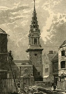 St. Brides Church, Fleet Street, 1824, (1897). Creator: Unknown