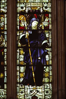 St. Brigid in West Window of Hereford Cathedral, 20th century. Artist: CM Dixon St. Brigid in West Window of Hereford Cathedral, 20th century. Artist: CM Dixon