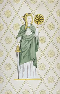 St Catherine Of Alexandria Gallery: St Catherine, stained glass, church of St Leonard, Heston, Middlesex, 1820