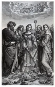 Cecilia Collection: St Cecilia, 1514 (1870). Artist: Quesnel