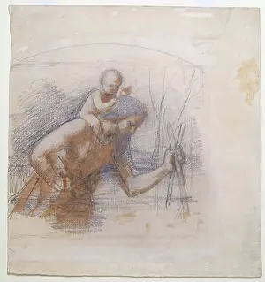 Carrying On Shoulders Prints: St Christopher, 1850-1864. Creator: William Dyce
