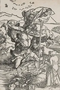 Durer Prints: St. Christopher Carrying the Infant Christ Across a River