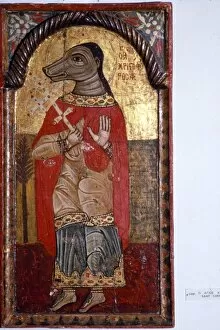 Byzantium Collection: St Christopher with a Dogs Head, Byzantine Icon, 1685
