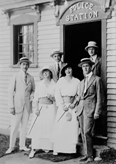 Straw Hat Prints: St. Cyr Party - Bar Harbor, Maine, c1914. Creator: Bain News Service