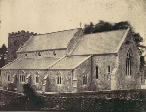 St. Cyriac Church at Lacock Abbey, Ghost Figure of Man in a Top Hat in Foreground, 1850s