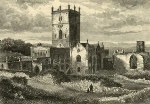 Restoration Prints: St. Davids Cathedral and the College, from the North-East, 1898. Creator: Unknown