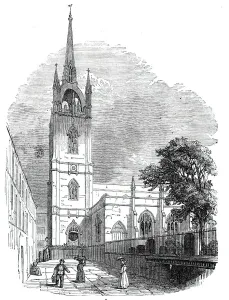 Sir Christopher Wren Collection: St. Dunstan s-in-the-East, 1844. Creator: Unknown