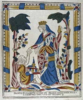 Elizabeth Of Hungary Gallery: St Elizabeth of Hungary giving alms to a beggar, 18th century