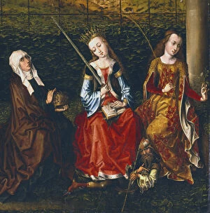 St Catherine Of Alexandria Gallery: St Elizabeth of Hungary, St Catherine of Alexandria and St Rosalie of Padua, 1470-1500