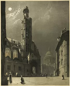 Boys Thomas Shotter Gallery: St. Etienne du Mont and the Pantheon, Paris, 1839. Creator: Thomas Shotter Boys