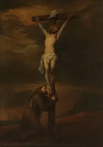San Francesco Dassisi Prints: St Francis Lamenting at the Foot of the Cross, c.1650-c.1670. Creator: Unknown
