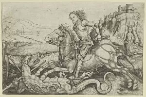 Mythical Beasts Gallery: St. George and the Dragon, 1480-90. Creator: Master AG